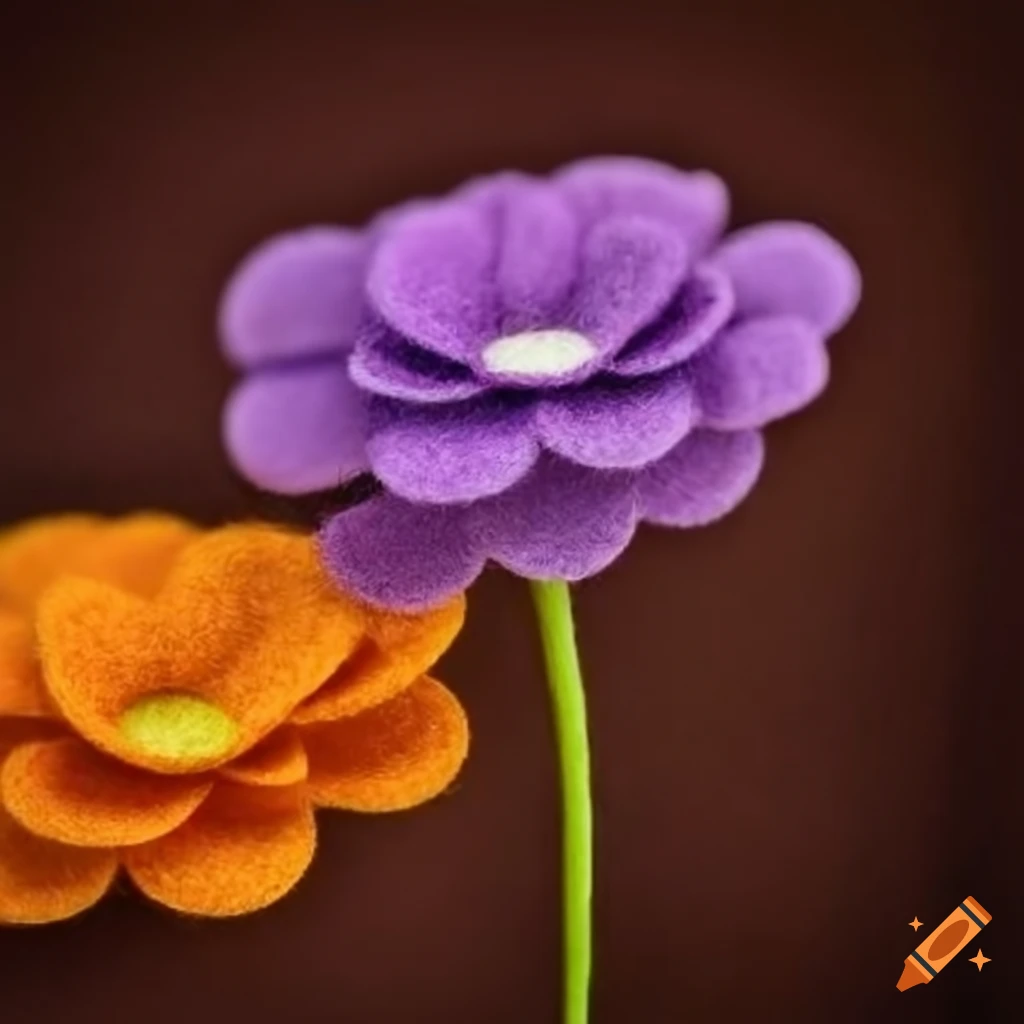 Vibrant felt flower in bright colors on Craiyon