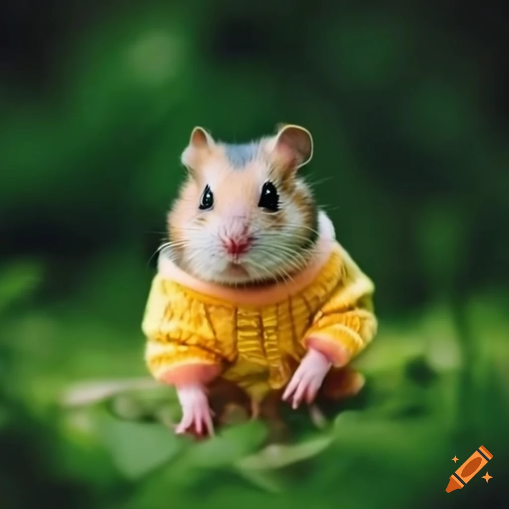 Cute Hamster Wearing Clothes In Nature On Craiyon