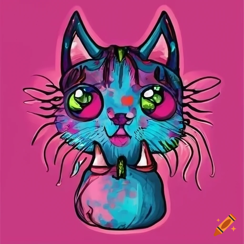 cute pop art demon cat