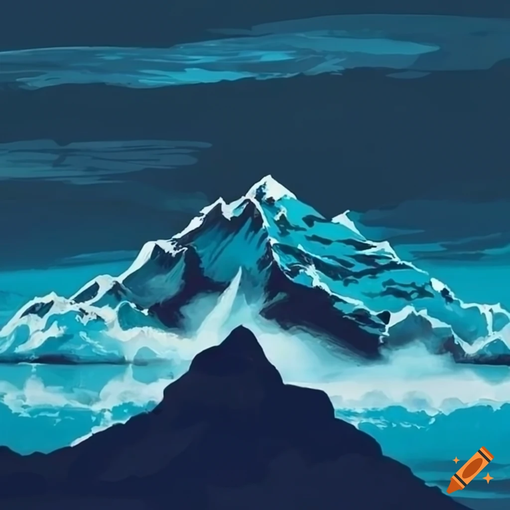 artistic depiction of a cloud-capped mountain