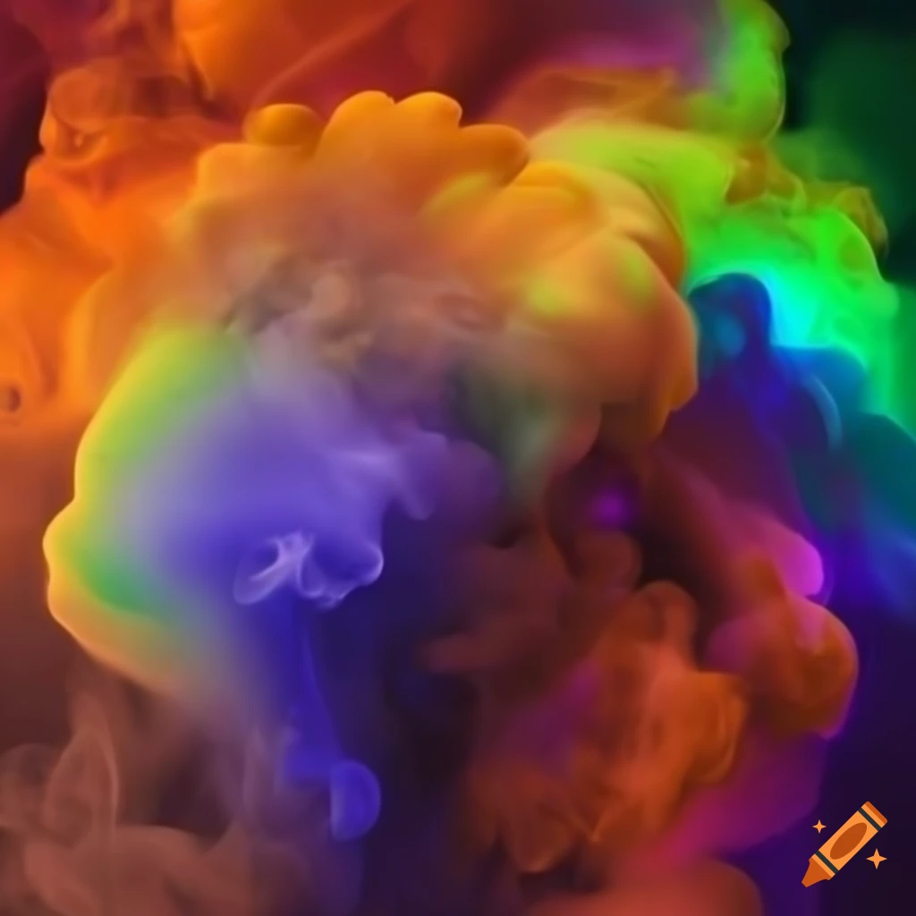 abstract artwork with colorful smoke and dark matter