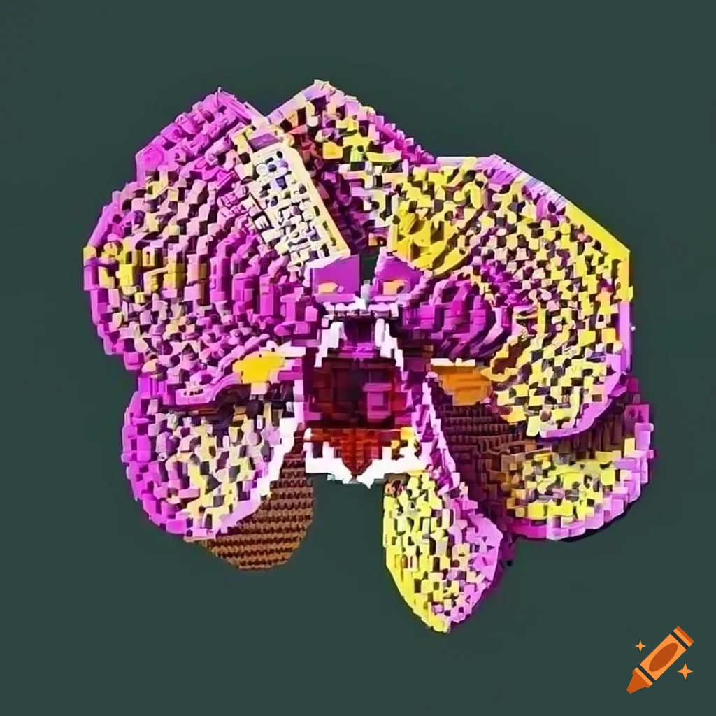 Detailed sketch of a lego orchid on Craiyon
