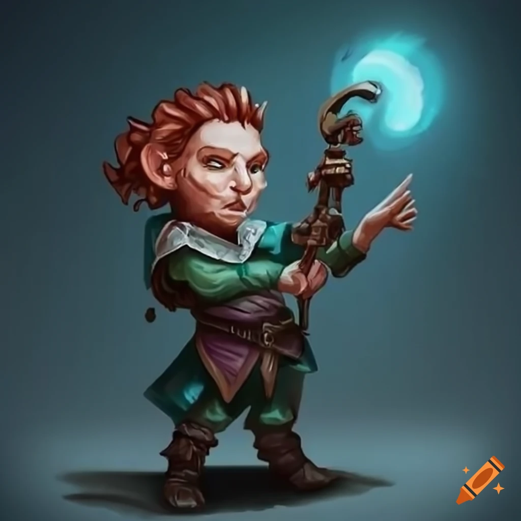 Image of a skilled gnome bard with a glass staff on Craiyon