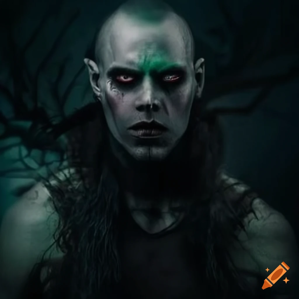 male vampire warrior with black and green attire