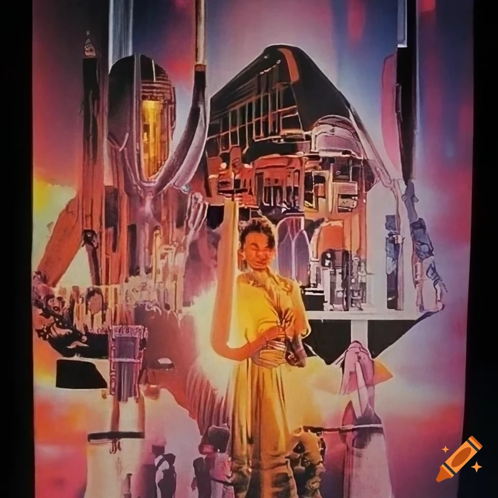 Poster of a 1970s science fiction utopian movie on Craiyon