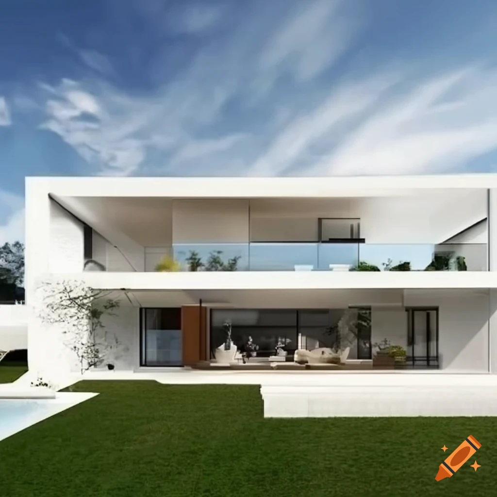 imagen de una casa moderna y elegante con fachada blanca
