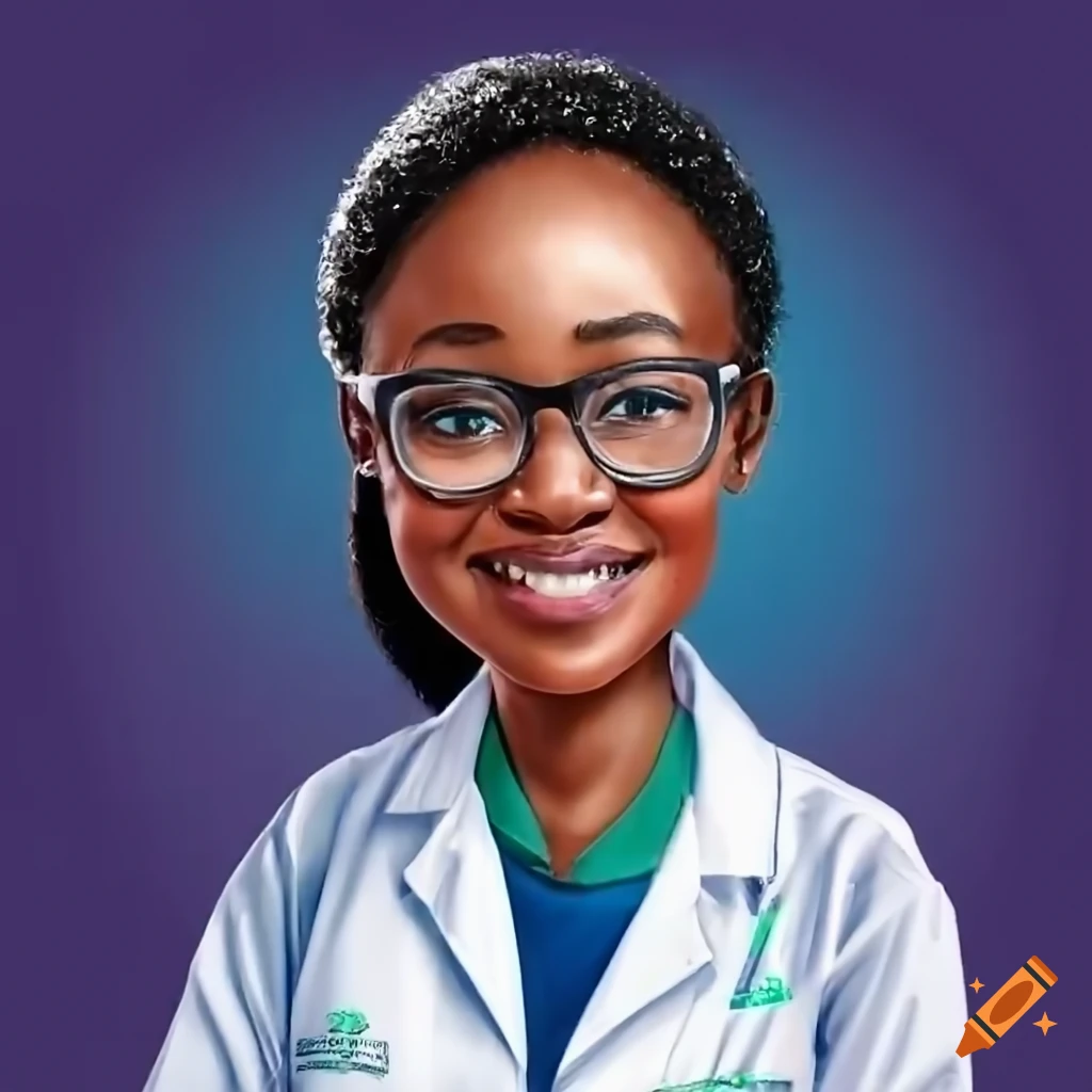 Photo of a young kenyan scientist with a lab coat and certificate on Craiyon