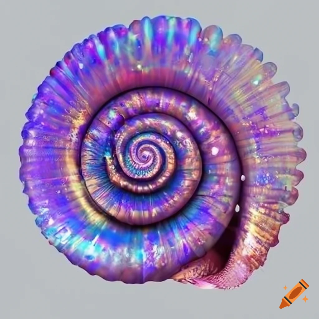 sparkly purple cartoon seashell on white background
