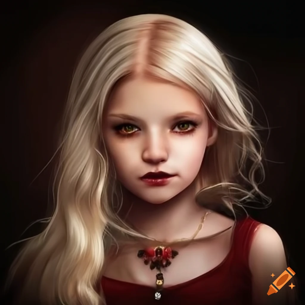 Cute blond-haired female vampire child