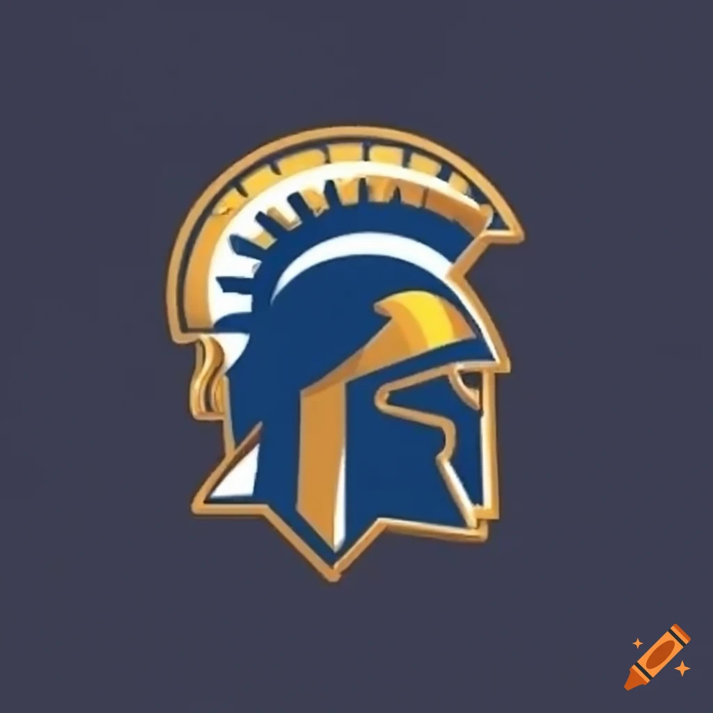 Impressive navy blue and gold trojan sports logo