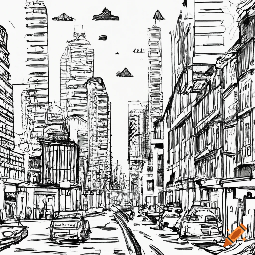 City Drawing Easy Step by Step - YouTube