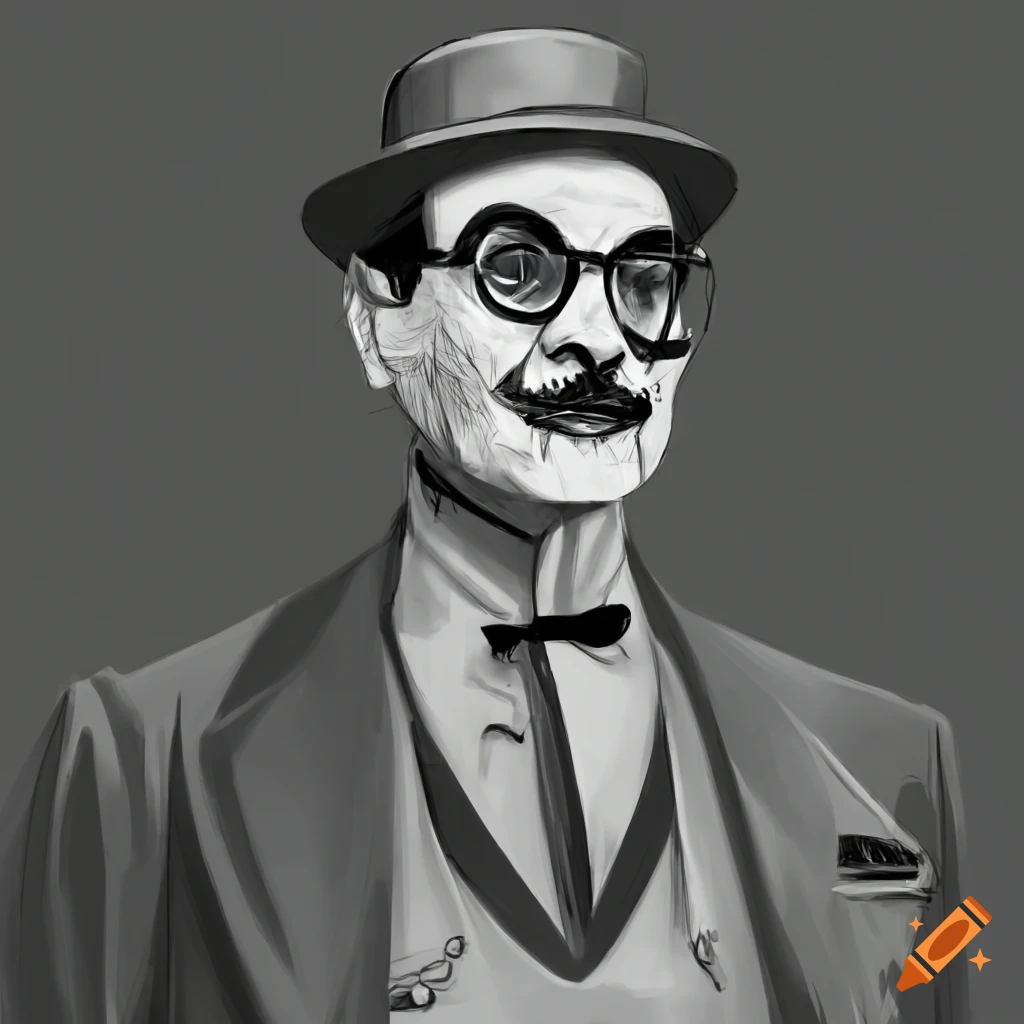 Horror Drawing Of A Long Humanoid With A Top Hat And Glasses horror-drawing-of-a-long-humanoid-with-a-top-hat-and-glasses