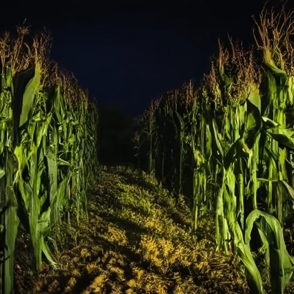 Nighttime corn field on Craiyon
