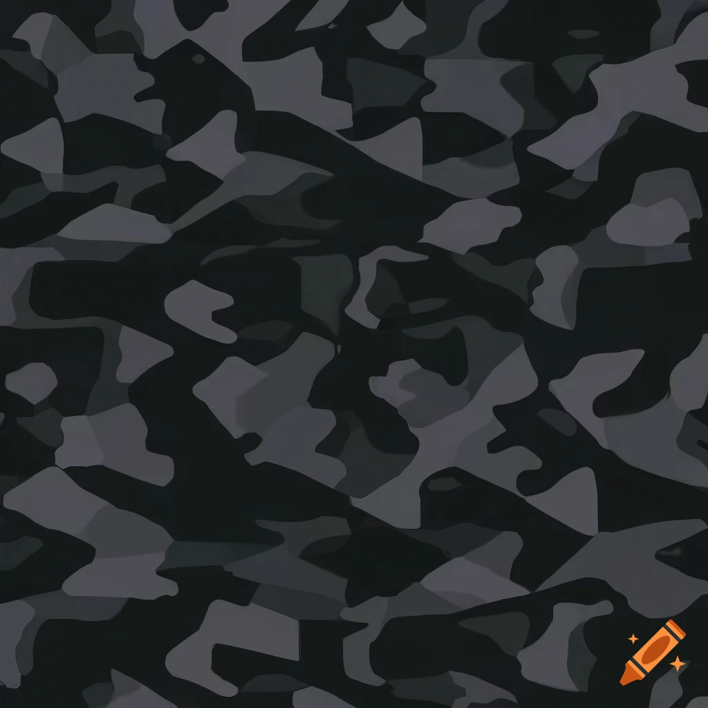 Night camouflage pattern in black and grey on Craiyon