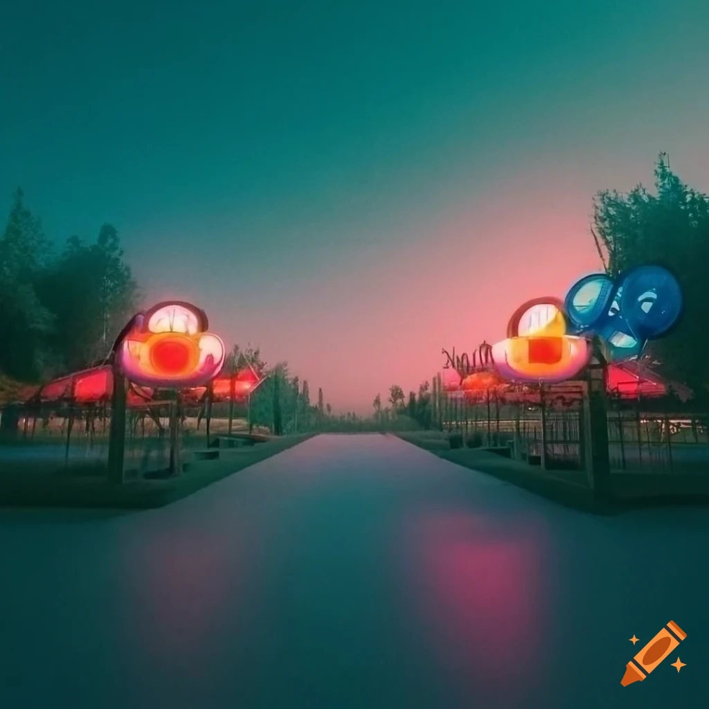 Sunset At An Empty Amusement Park On Craiyon