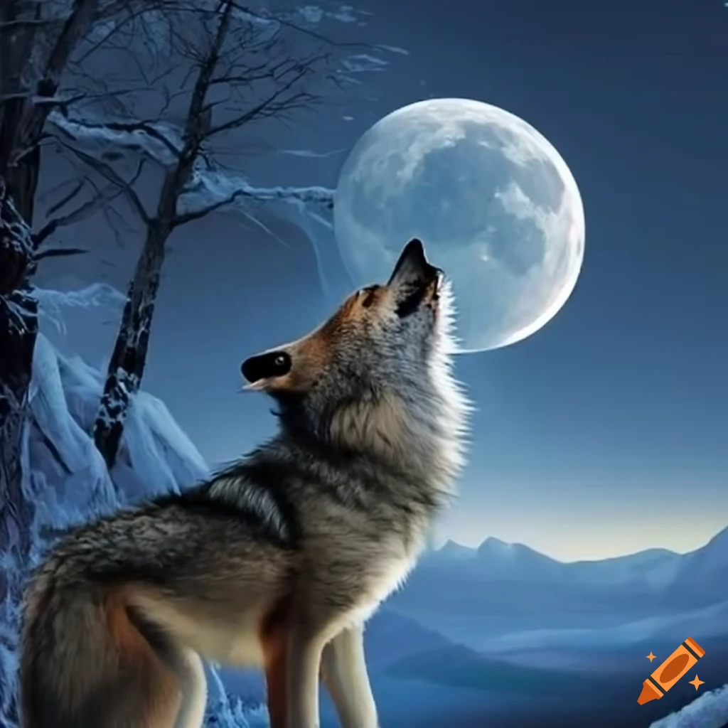 Wolves howling at the moon