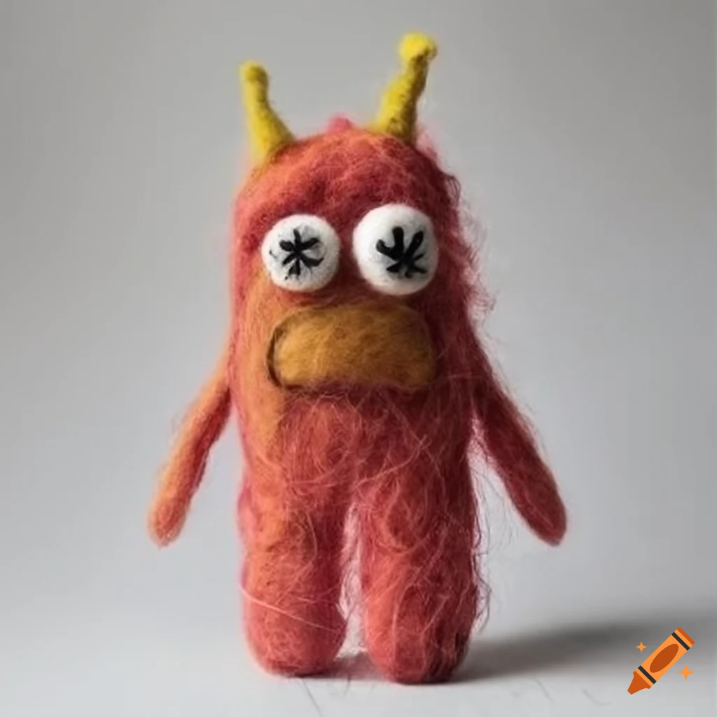felted wool monster artwork