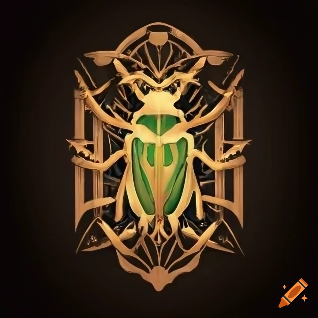 art deco logo of a royal beetle with the word Sizyph