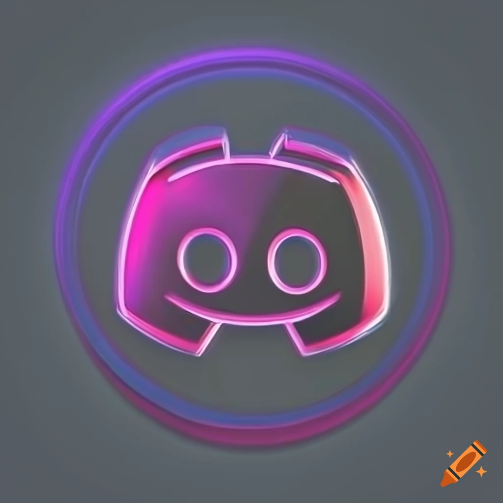 Neon discord server icon on dark background on Craiyon