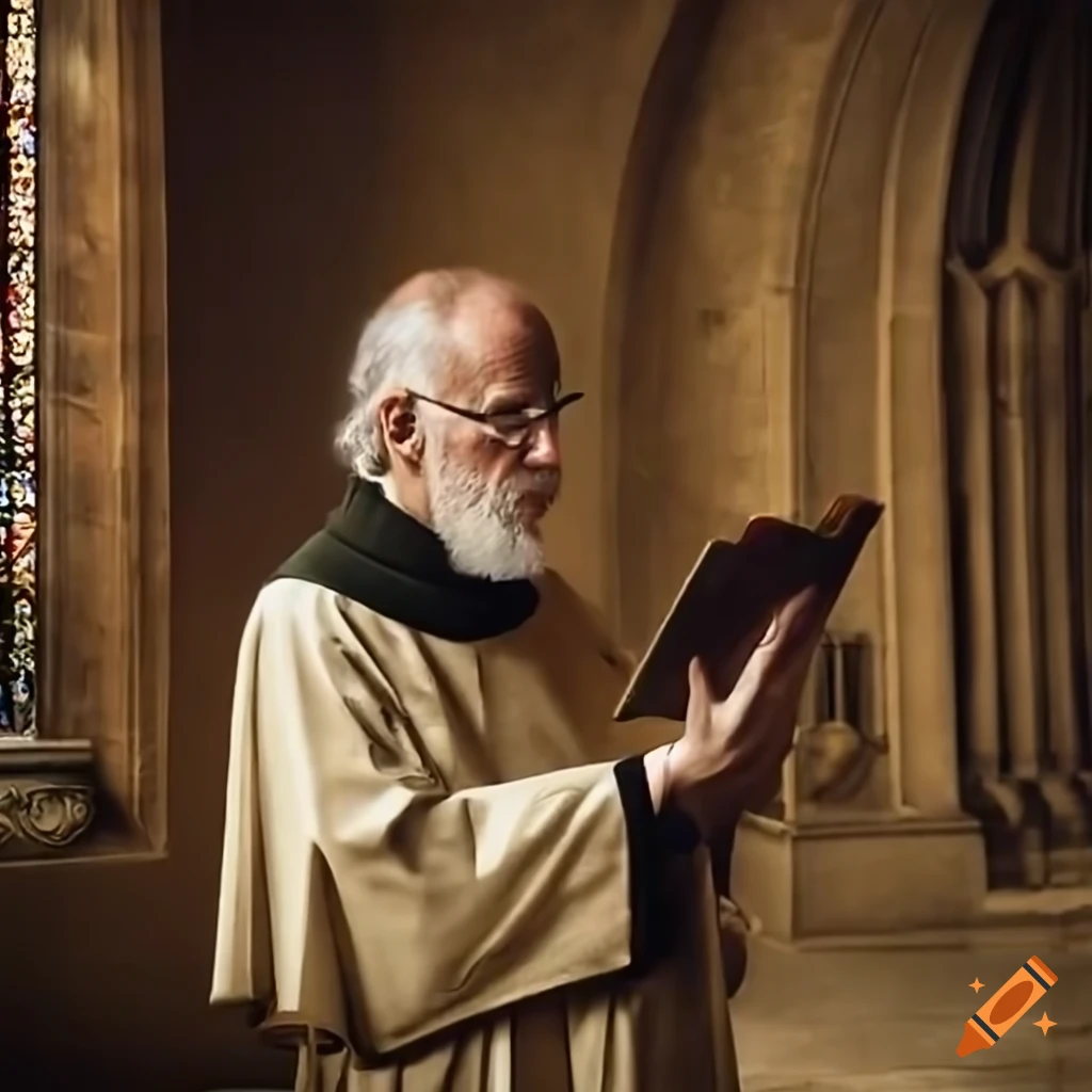 Medieval Priest Reading Bible In A Church On Craiyon