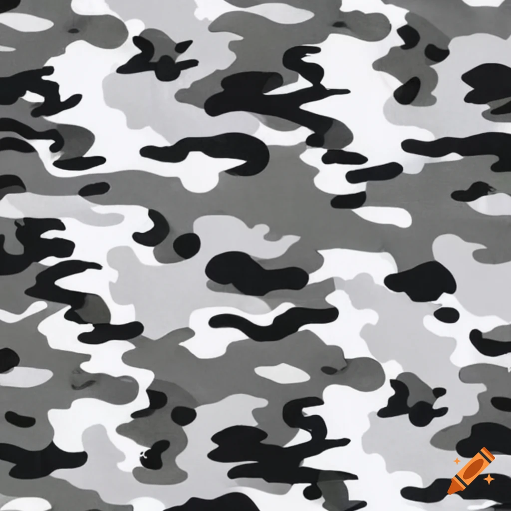 Night camouflage pattern in black and grey on Craiyon
