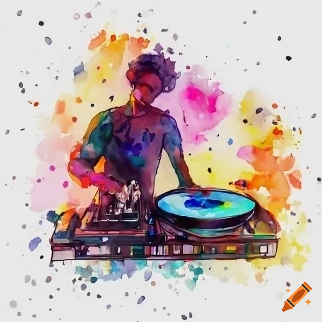 image of a DJ playing vinyl and enjoying waffles