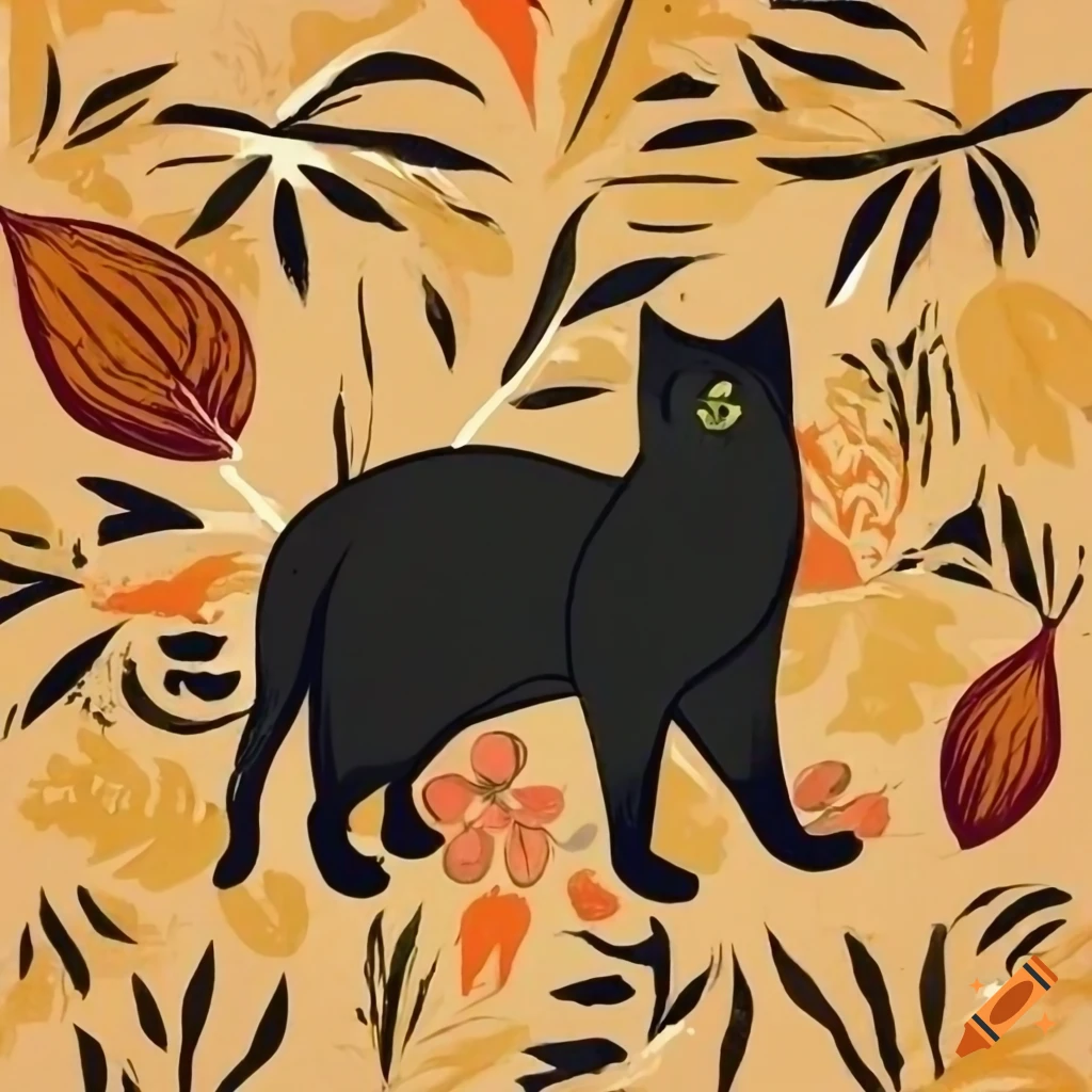Black cat in an autumn garden on Craiyon