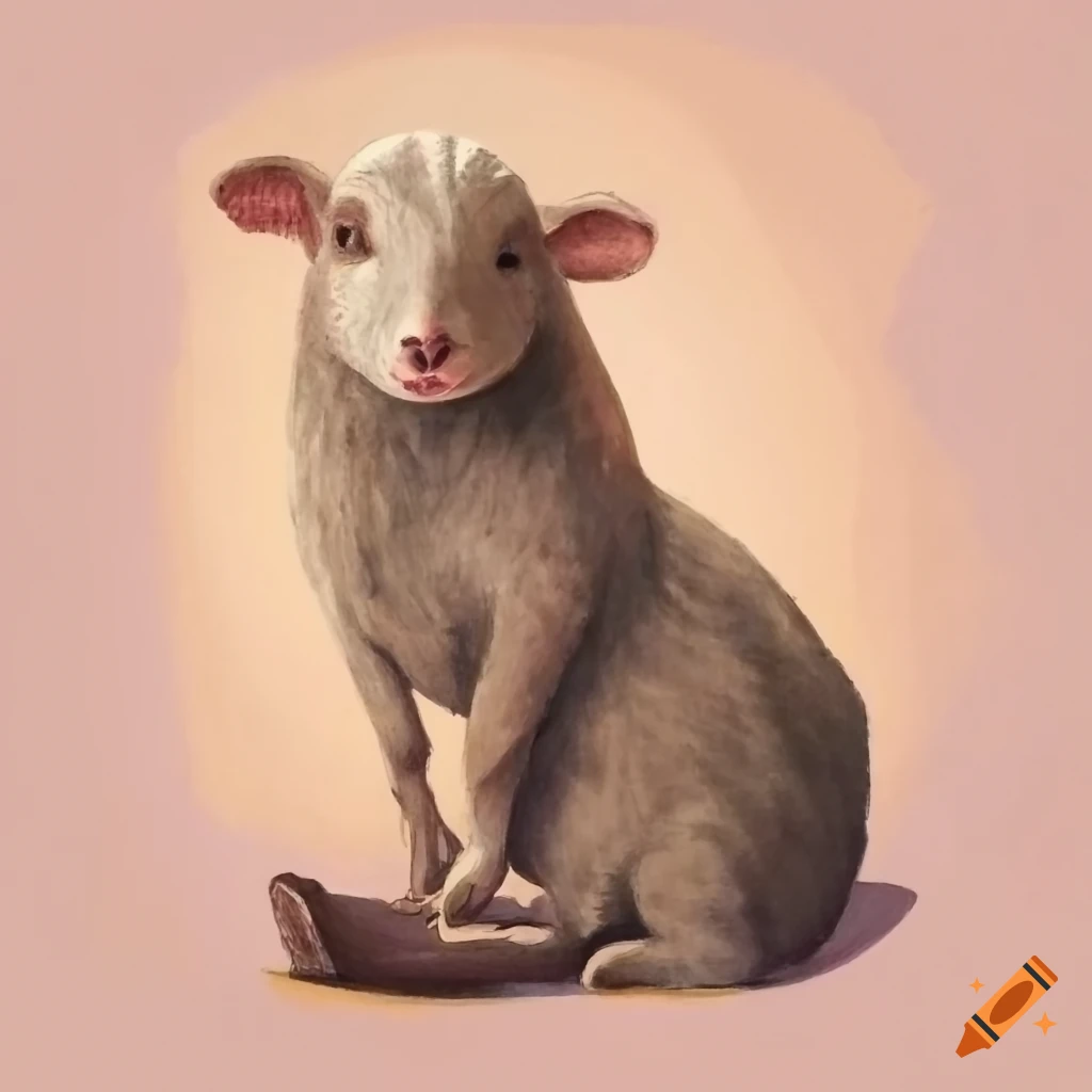 drawing of the Lamb of God with a tree