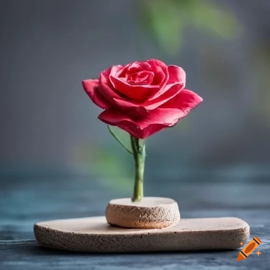 detailed ceramic sculpture of a mini miniature rose