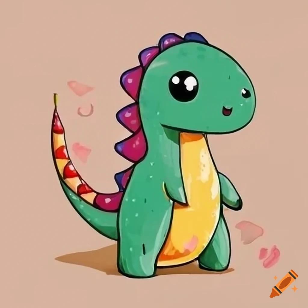 Cute chibi Dinosaur illustration Dinosaur kawaii vector drawing