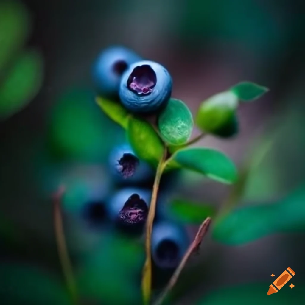 bush of blueberries in the undergrowth