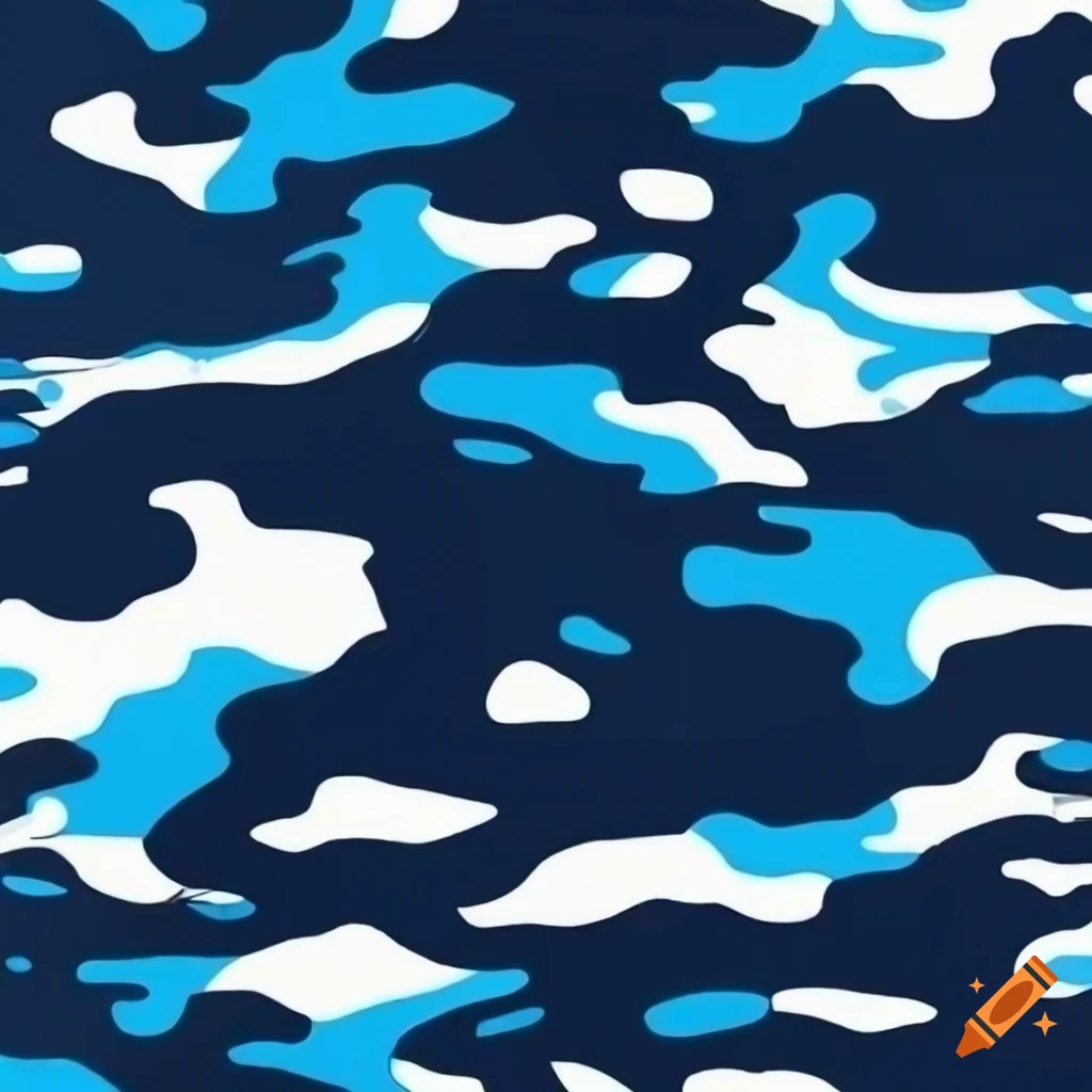 Blue and white camouflage pattern design on Craiyon