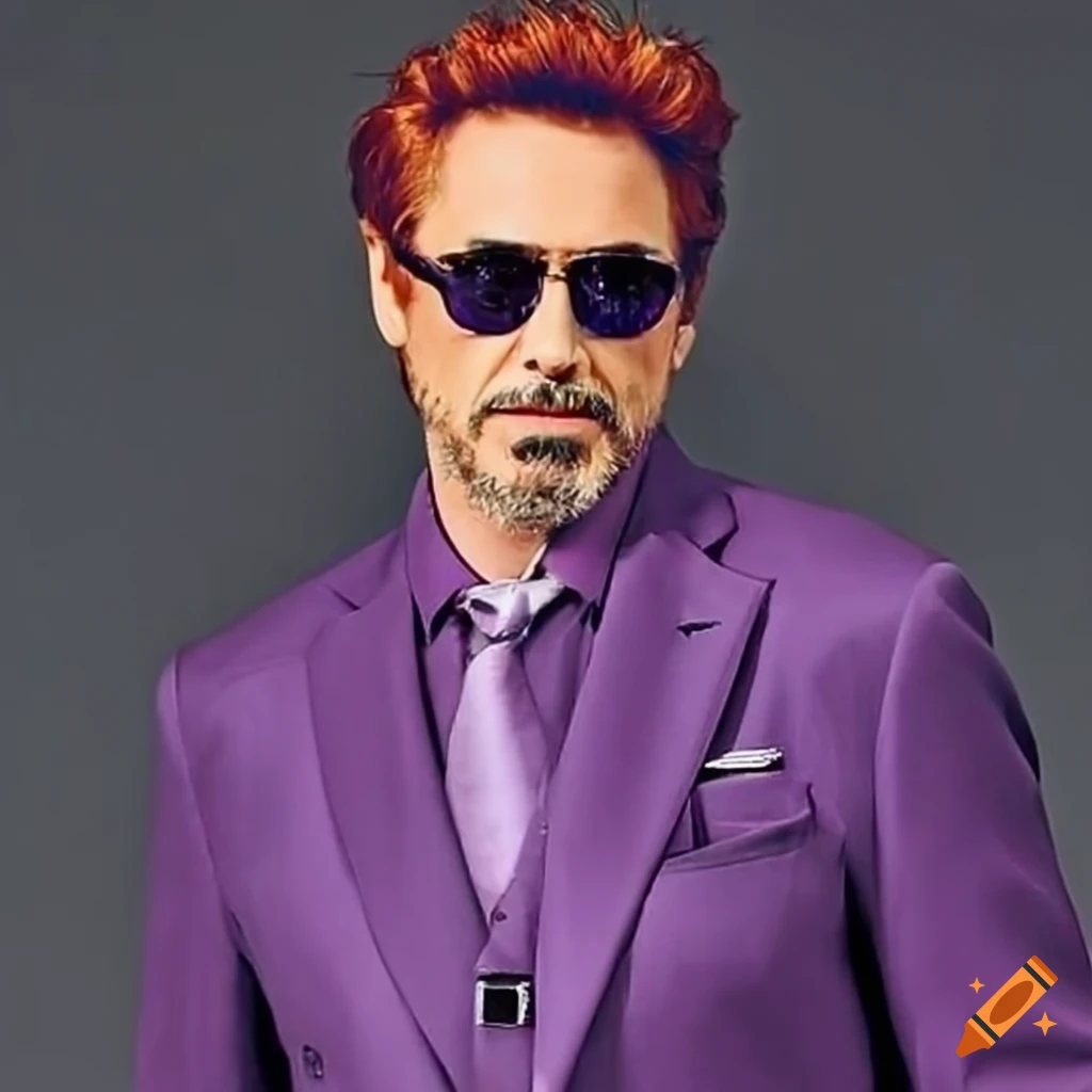 Robert downey jr. with red hair and purple suit
