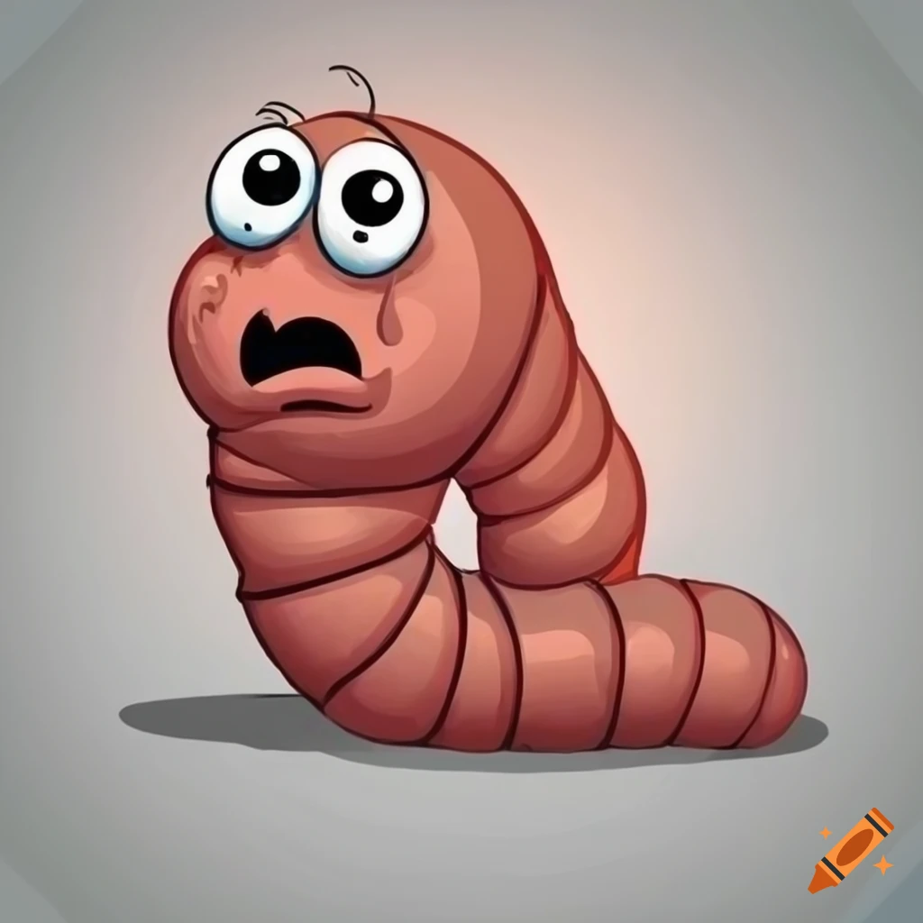Colorful cartoon of a cute earthworm in the soil on Craiyon