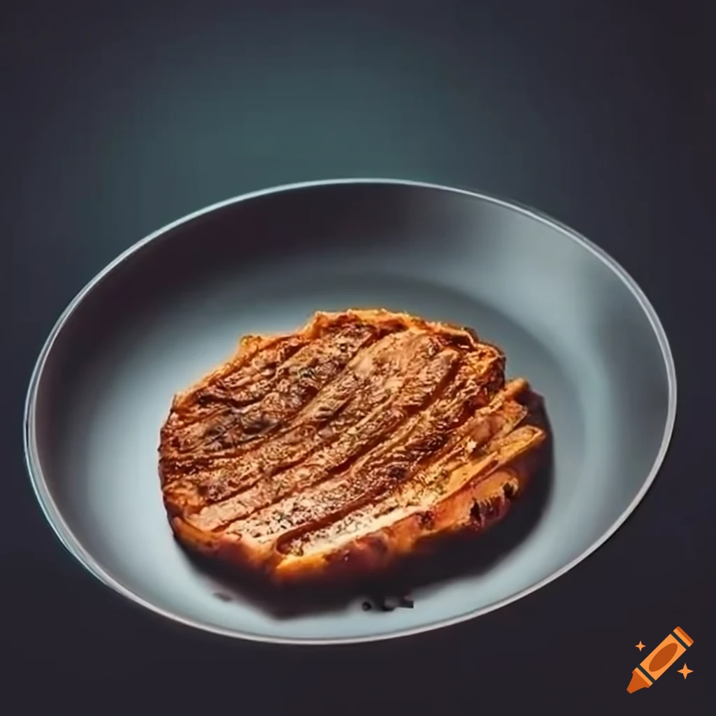 vegan meat slice frying in pan