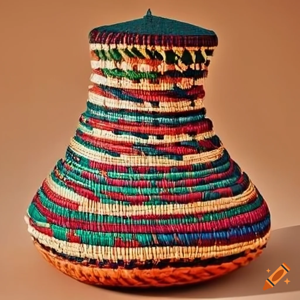 Vibrant ethiopian baskets with intricate patterns on Craiyon