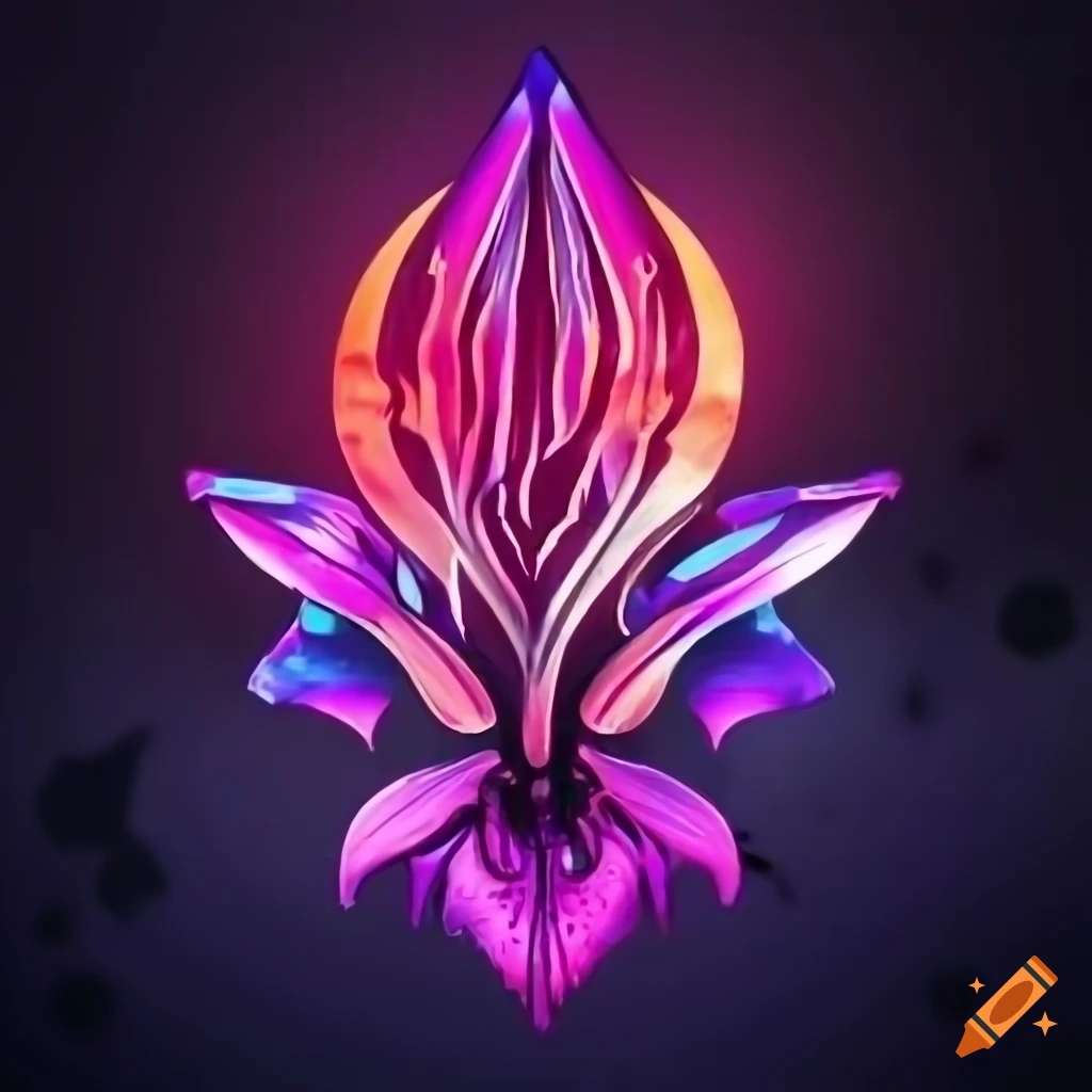 Cyberpunk lily flower emblem on Craiyon