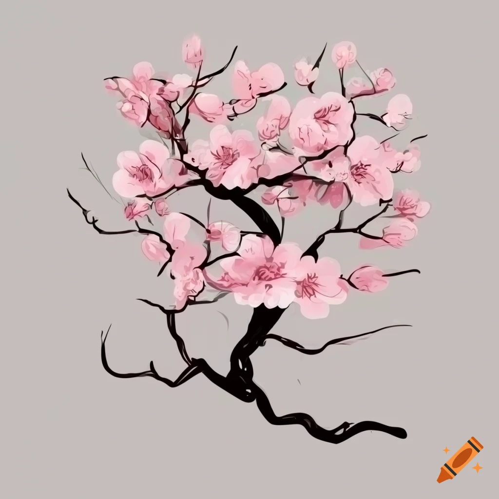 Black And White Drawing Of Cherry Blossoms, Wing Drawing, Cherry Drawing, Cherry  Blossom Drawing PNG Transparent Image and Clipart for Free Download