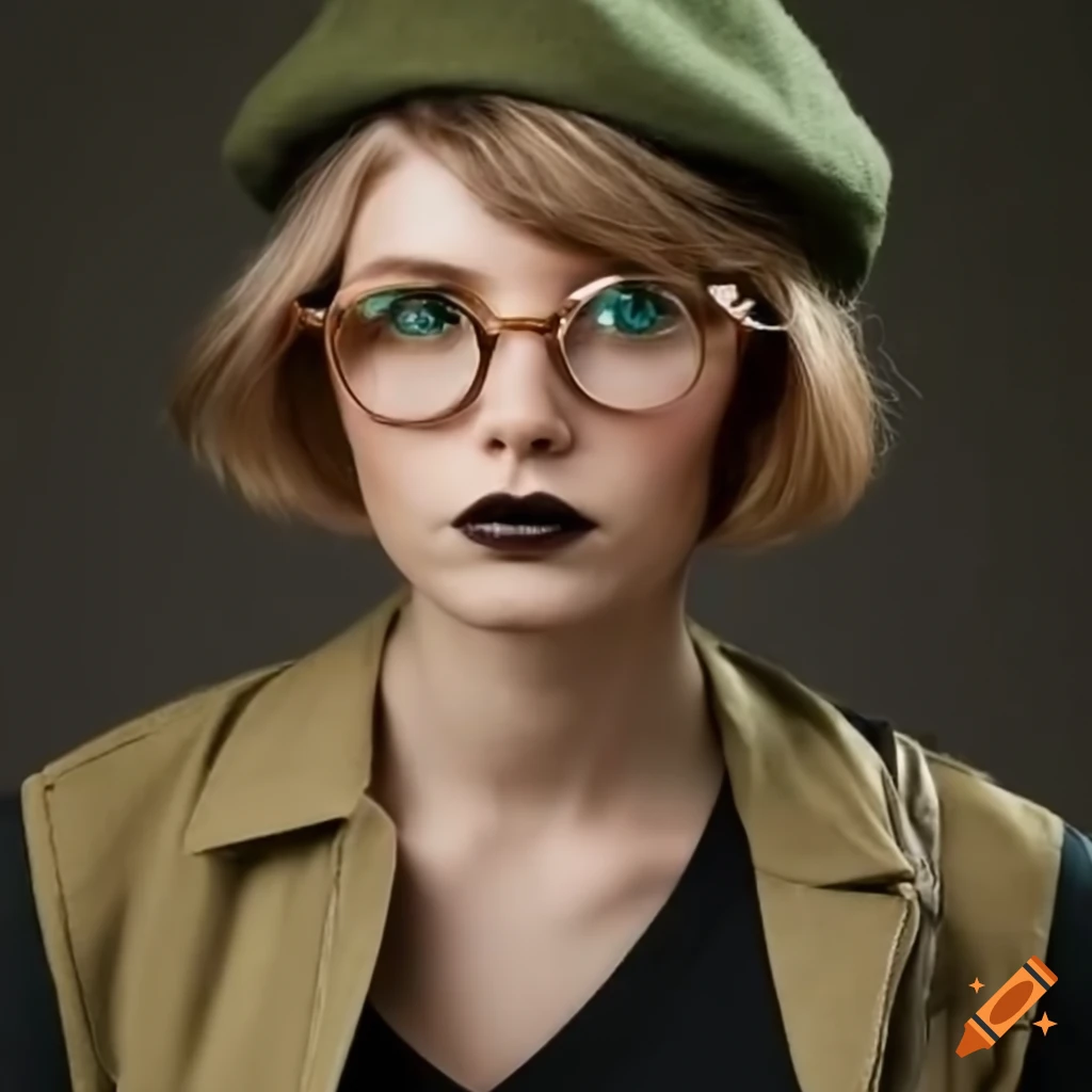 image of a blonde short-haired elf woman in military-inspired outfit