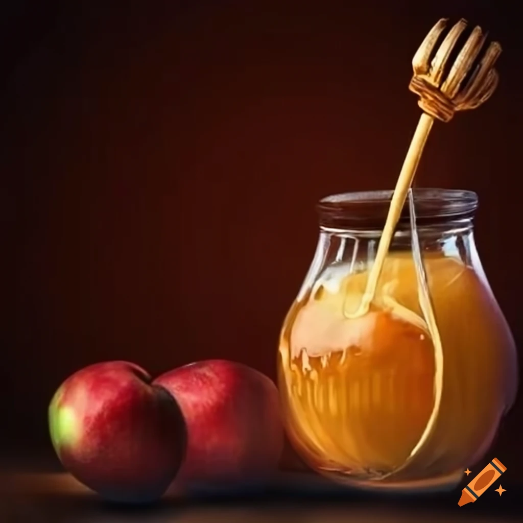 Jewish shana tova with apple and honey blessing on Craiyon