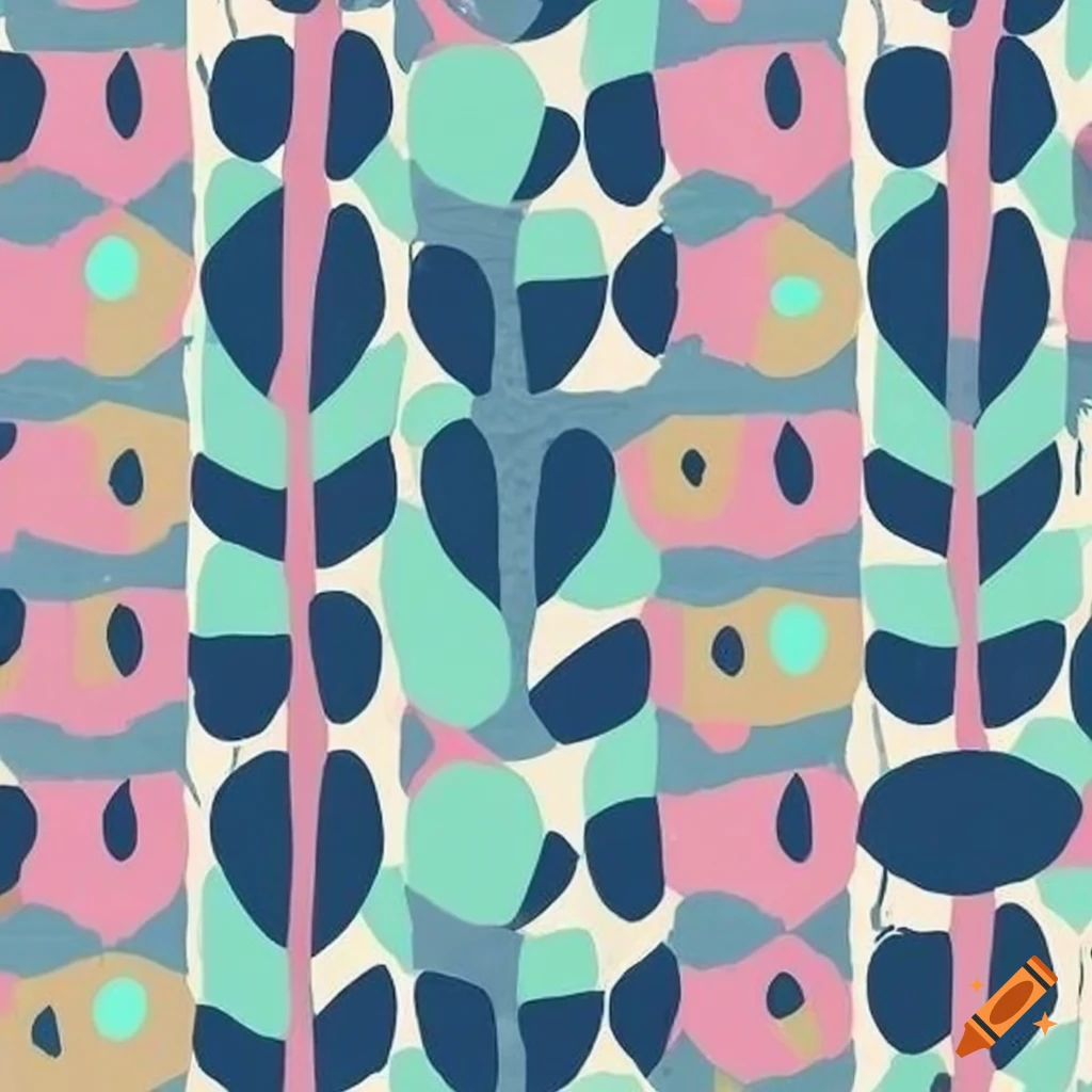clean modern art pattern in navy blue and pastel colors