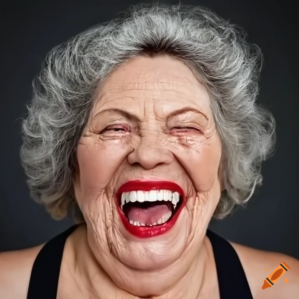 Portrait of a joyful senior woman with a big smile
