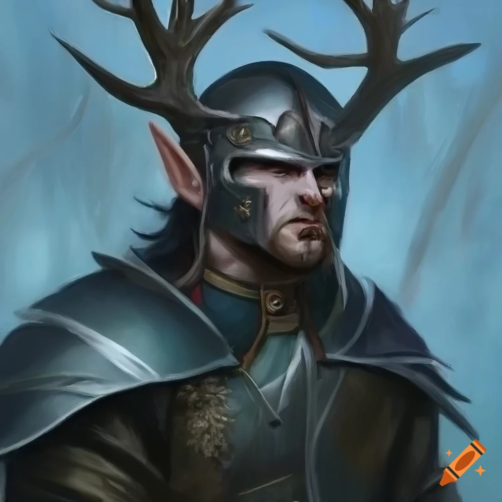 oil painting of a strong and noble dark elf warrior