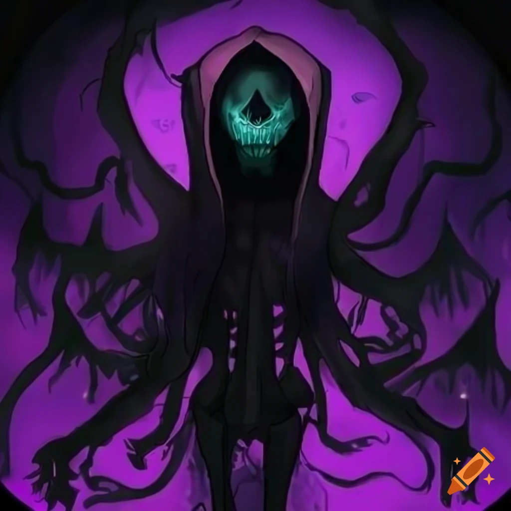 artwork of a corrupted void walker with a skeleton body and black cloak
