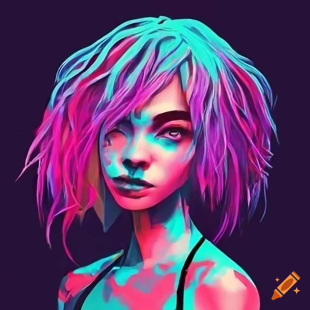 Cyberpunk female profile picture with unique hair style