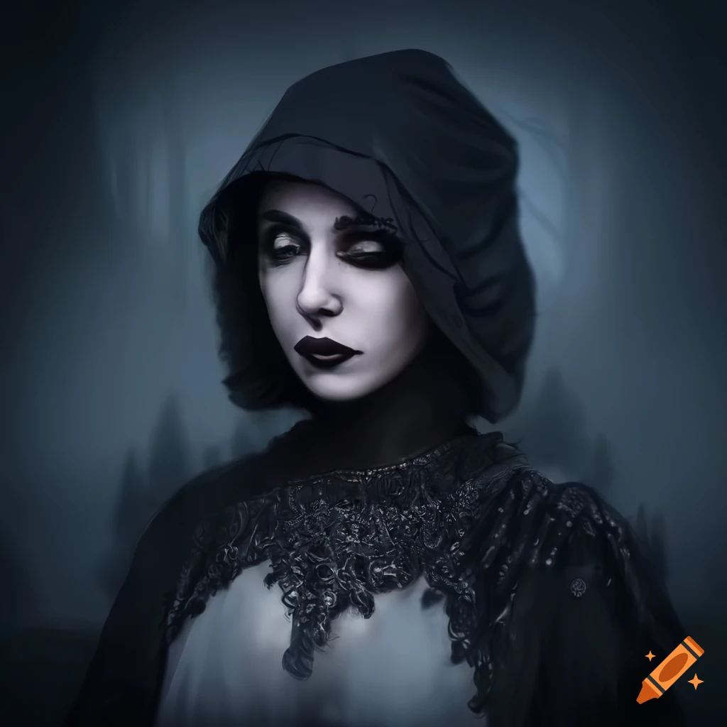 portrait of a mysterious elvish warrior in a cemetery