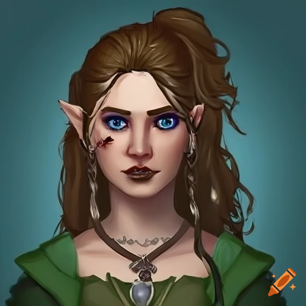Illustration Of A Druid Half elf Half human Female With Long Brown Hair illustration-of-a-druid-half-elf-half-human-female-with-long-brown-hair