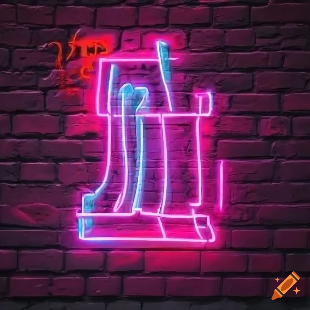 Neon graffiti on a brick wall on Craiyon