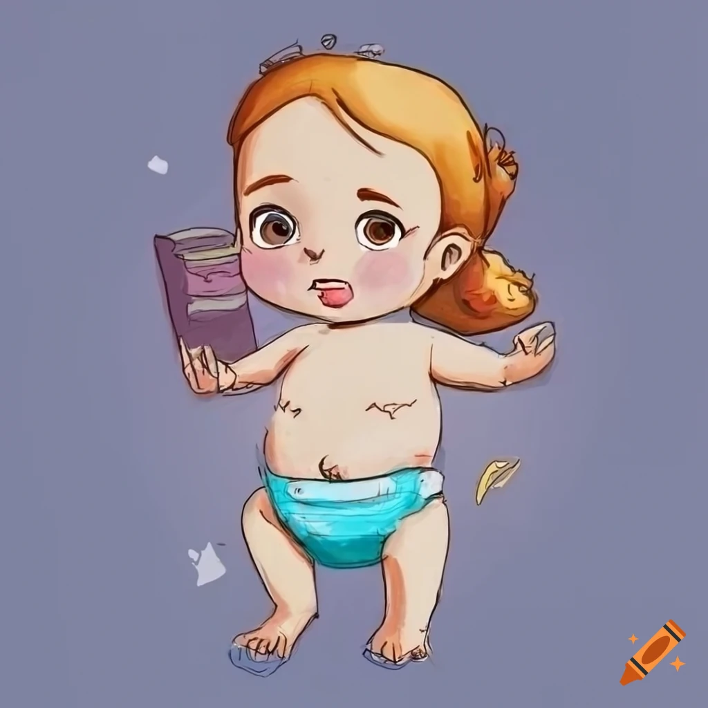 Cute baby girl sketch