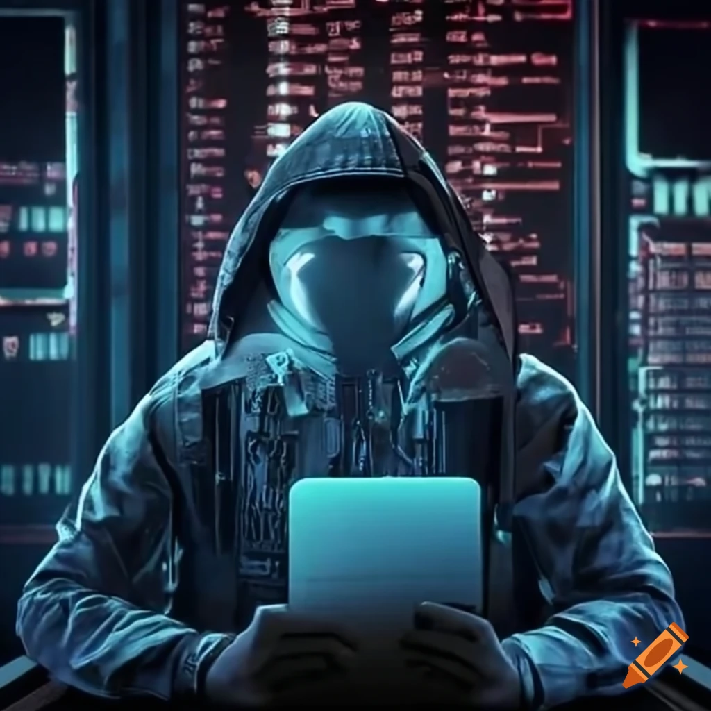 Illustration of a cyber security attack on Craiyon